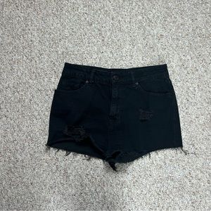 BDG Urban Outfitters Black Erin Shortie Womens 27 High Rise Distressed Cut Off